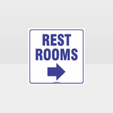 Custom Sign,Rest Rooms Right Arrow White Background Sign